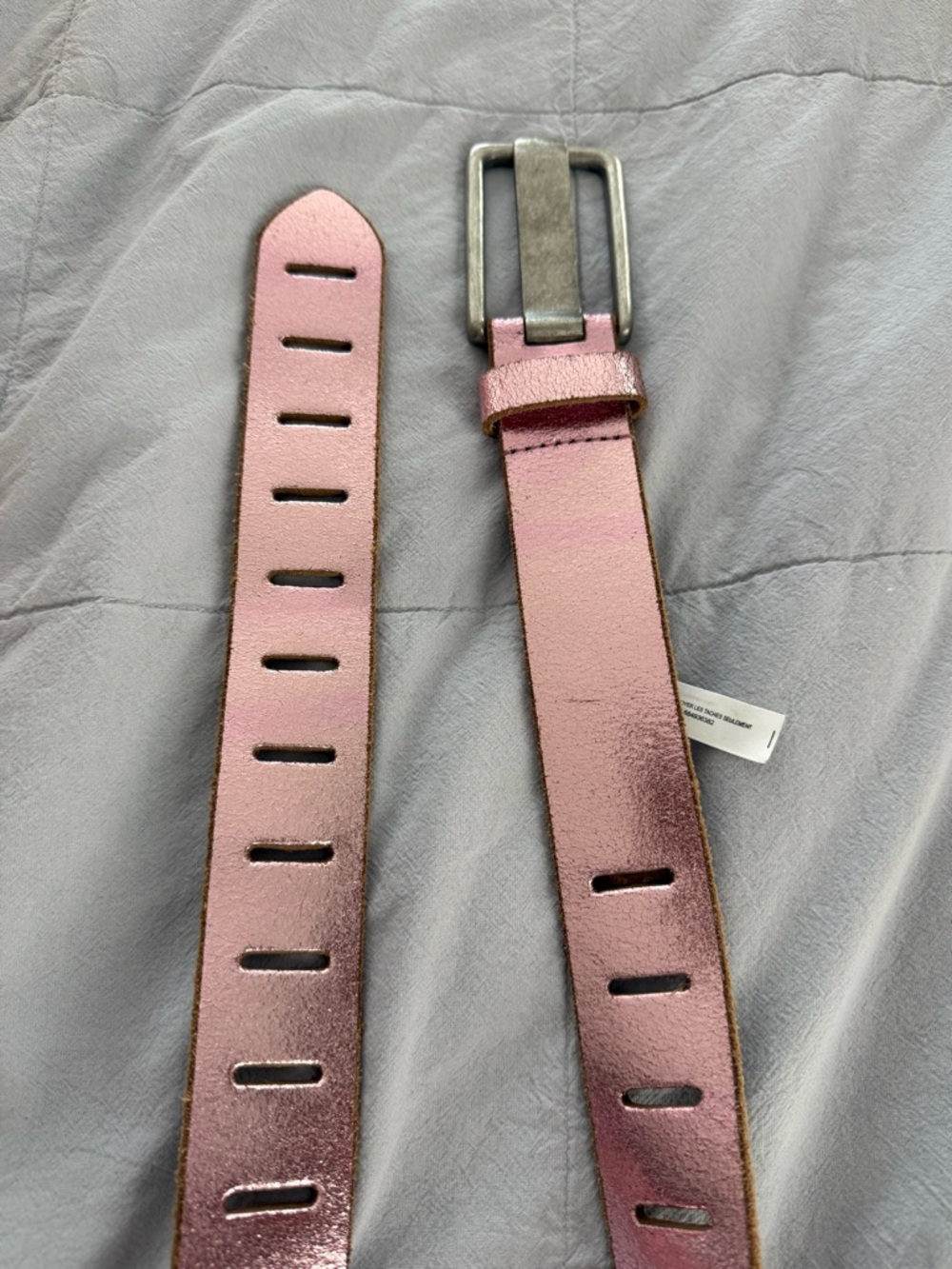 Metallic Pink Leather Belt with Silver Buckle, Free People XS/S